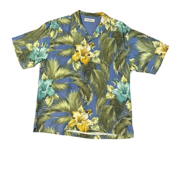 Tommy Bahama Men’s 100% Silk Hawaiian Floral Button Down Shirt Size XL Vacation - Picture 1 of 11